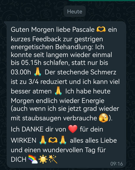 Rückmeldung einer energetischen Behandlung
