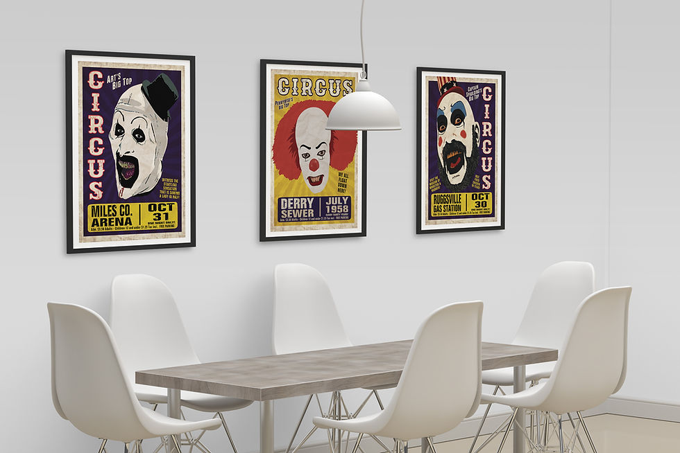 Thumbnail: Terrifier Art the Clown Vintage Circus Style Horror Clown Print