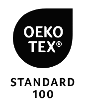 Oeko-Tex Standard 100 trademarked logo in black and white. 
