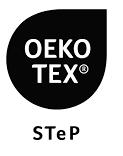 Oeko-Tex Step trademarked logo in black and white.