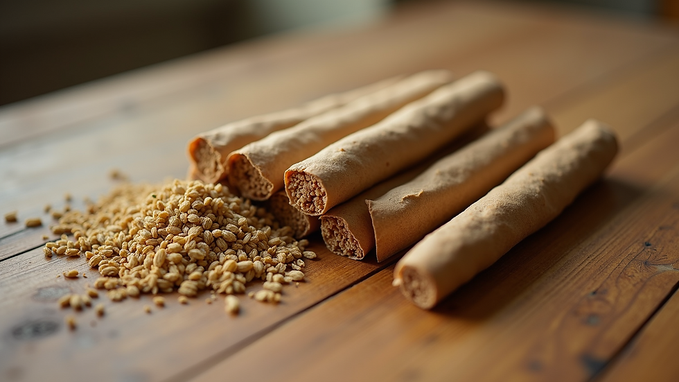 High angle view of hemp pre-rolls arranged on a wooden surface