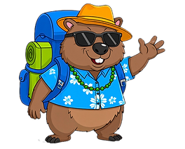 Firefly_cartoon dark brown wombat waving