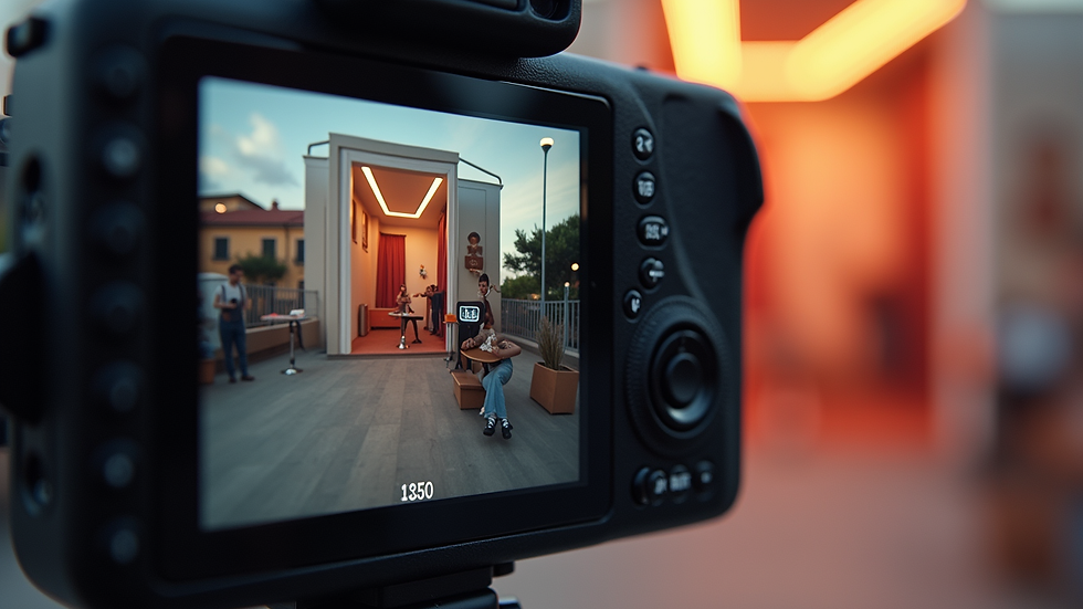 Close-up view of a 360 photo booth camera rig capturing a spinning video