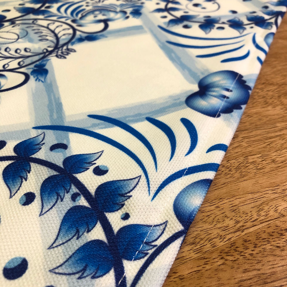 Küçük resim: Damask Desen Kare Runner Örtü