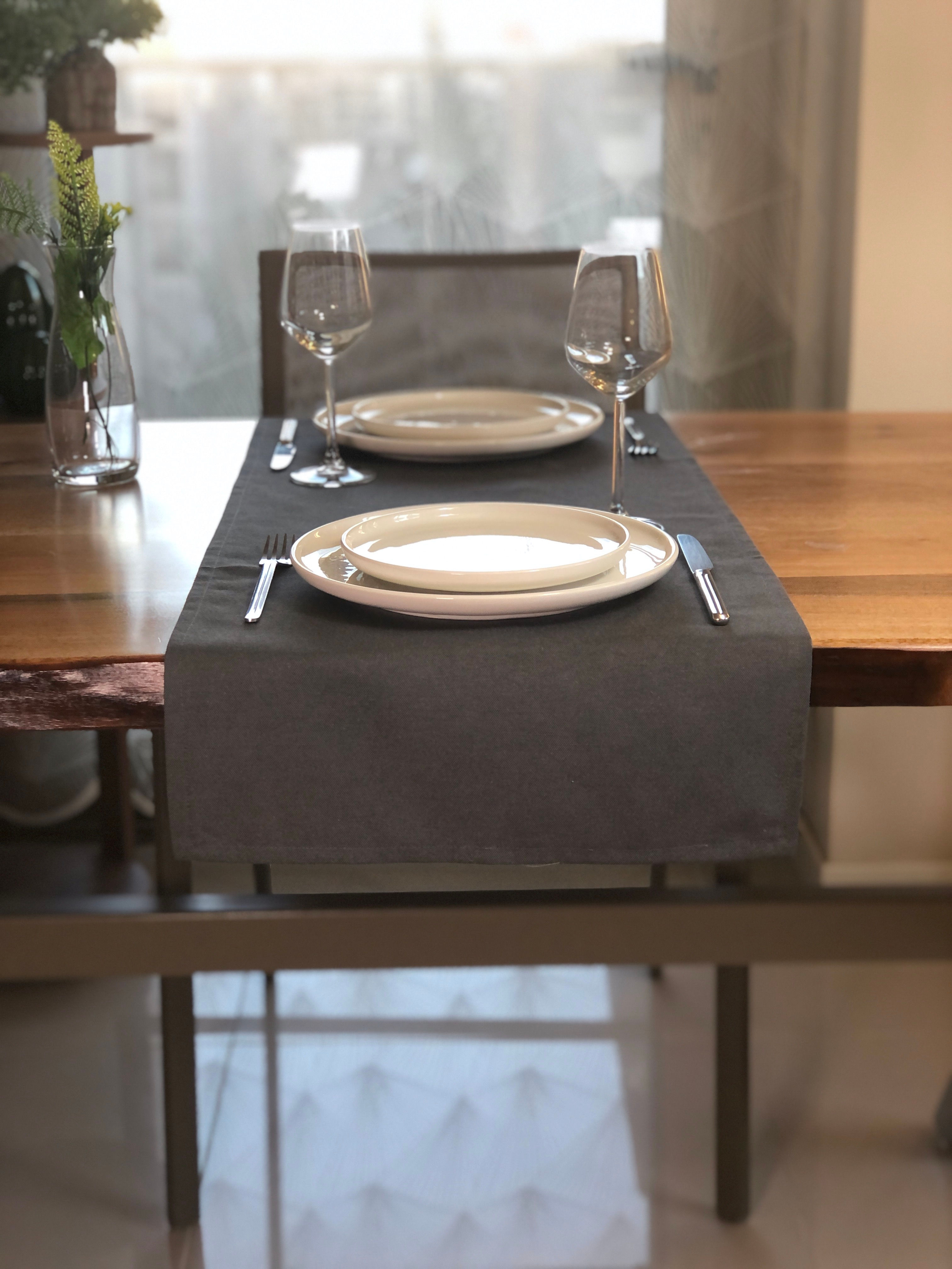 Antrasit Kare Runner Örtü