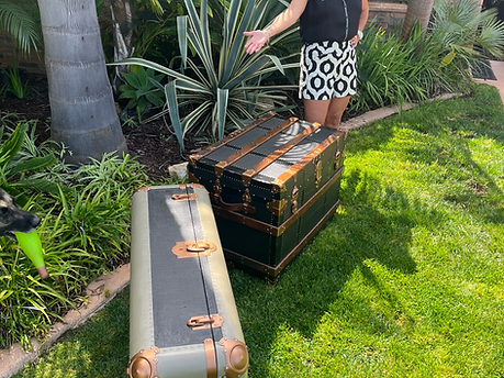 Artist with Painted Antique Steamer Trunk