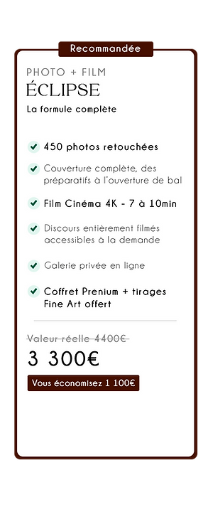 Formule Photo + film de mariage