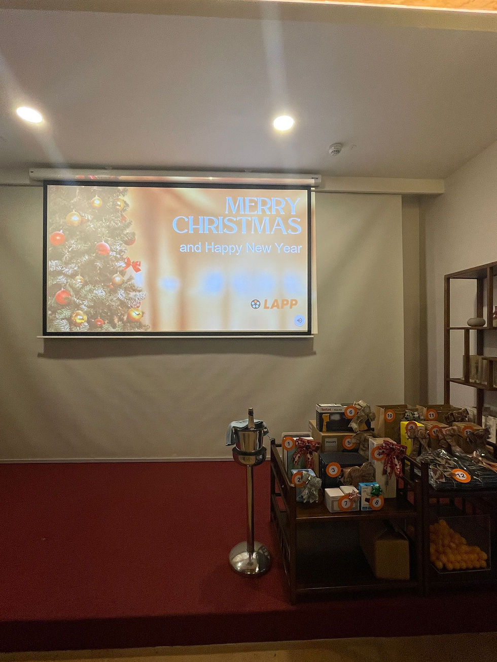 Emcee - The stage and enticing lucky draw prizes were set up before the arrival the guests on 12th December 2025.