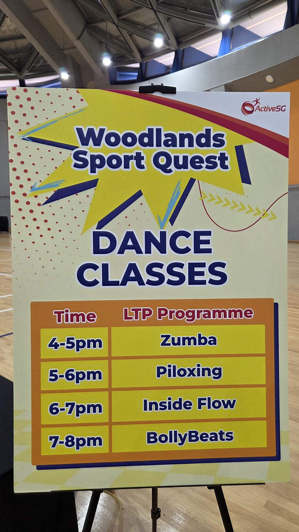 Emcee - Dance your way to fitness at Woodlands Sport Quest! Join the fun with Zumba, Piloxing, Inside Flow, and BollyBeats, offered daily from 4 PM to 8 PM.