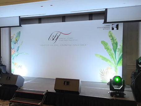 Emcee Singapore -The stage was set for the London School of Business and Finance's Annual Staff Year End Party 2025. The theme was "Rooted as One, Growing Together" featuring vibrant tropical decor and dynamic lighting.
