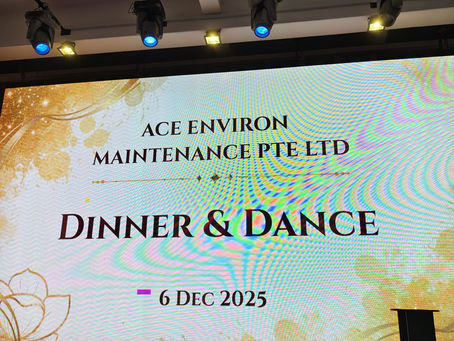 Emcee - The stage set up for ACE Environ Maintenance's Dinner & Dance 2025 on 06th December 2025.