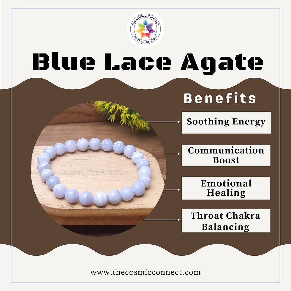 Thumbnail: Natural Blue Lace Agate Healing Bracelet – Tranquility, Communication