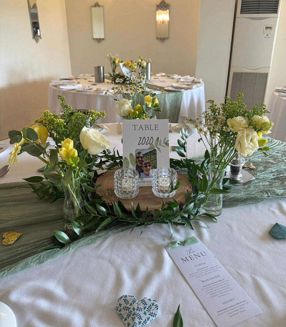 Elegant table setting with flowers and candles.
