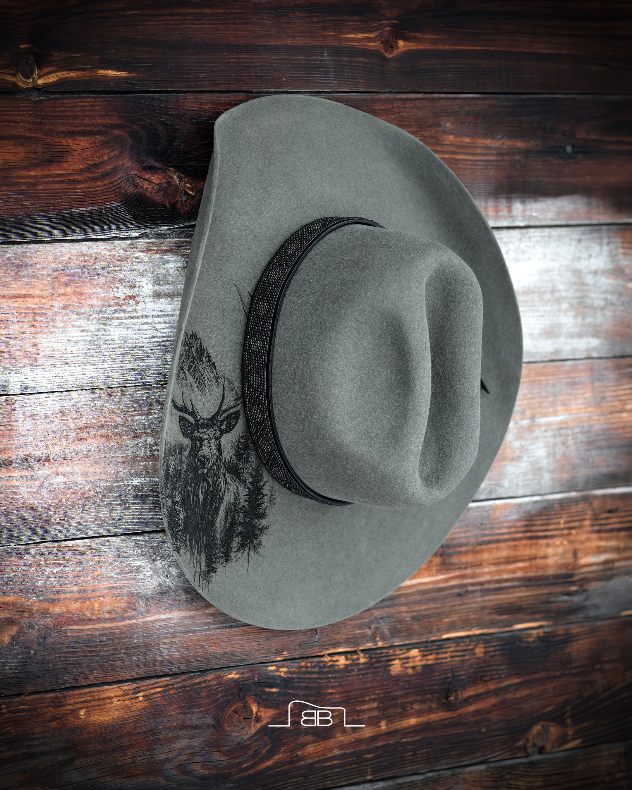 Decorative Hand Beaded Hat Bands ( Western Diamonds Green)