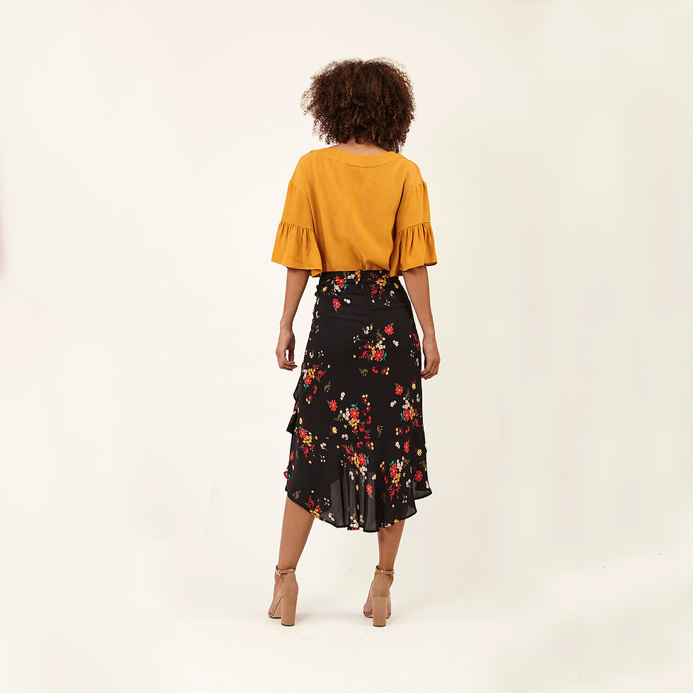 Thumbnail: Neck Tie Ruffle Short Sleeves Blouse - Marygold