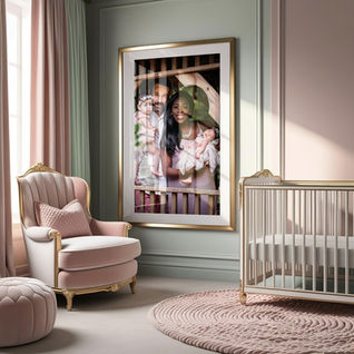 Large nursery wall art display of a family portrait.