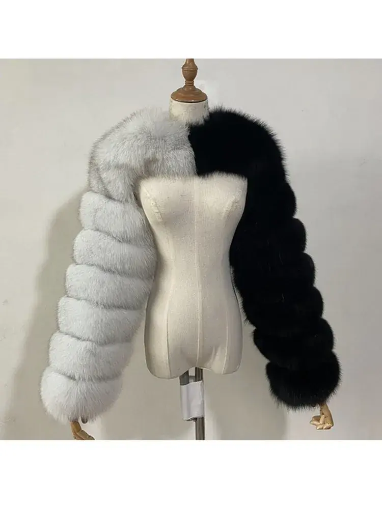 Miniatura: ZADORIN Autumn Winter Cropped Faux Fox Fur Coat Women Luxury Raccoon Long Sleeve