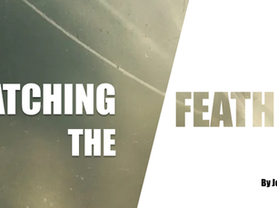 A feather with text: Catching the Feather by JoMo