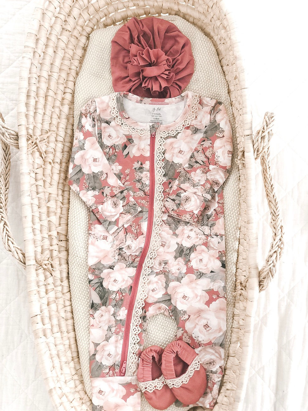 Thumbnail: Lace Trim Jumpsuit in Mauve Roses