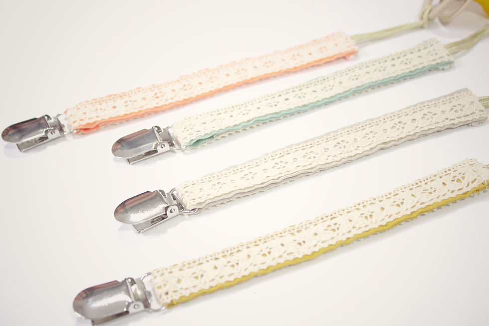 Thumbnail: Lace Pacifier Clip in Mustard 