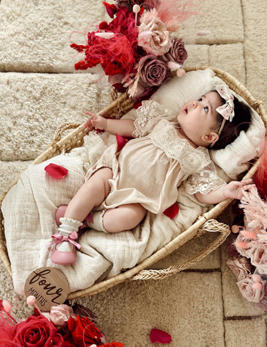 Lace trim Romper | Ay Bebe