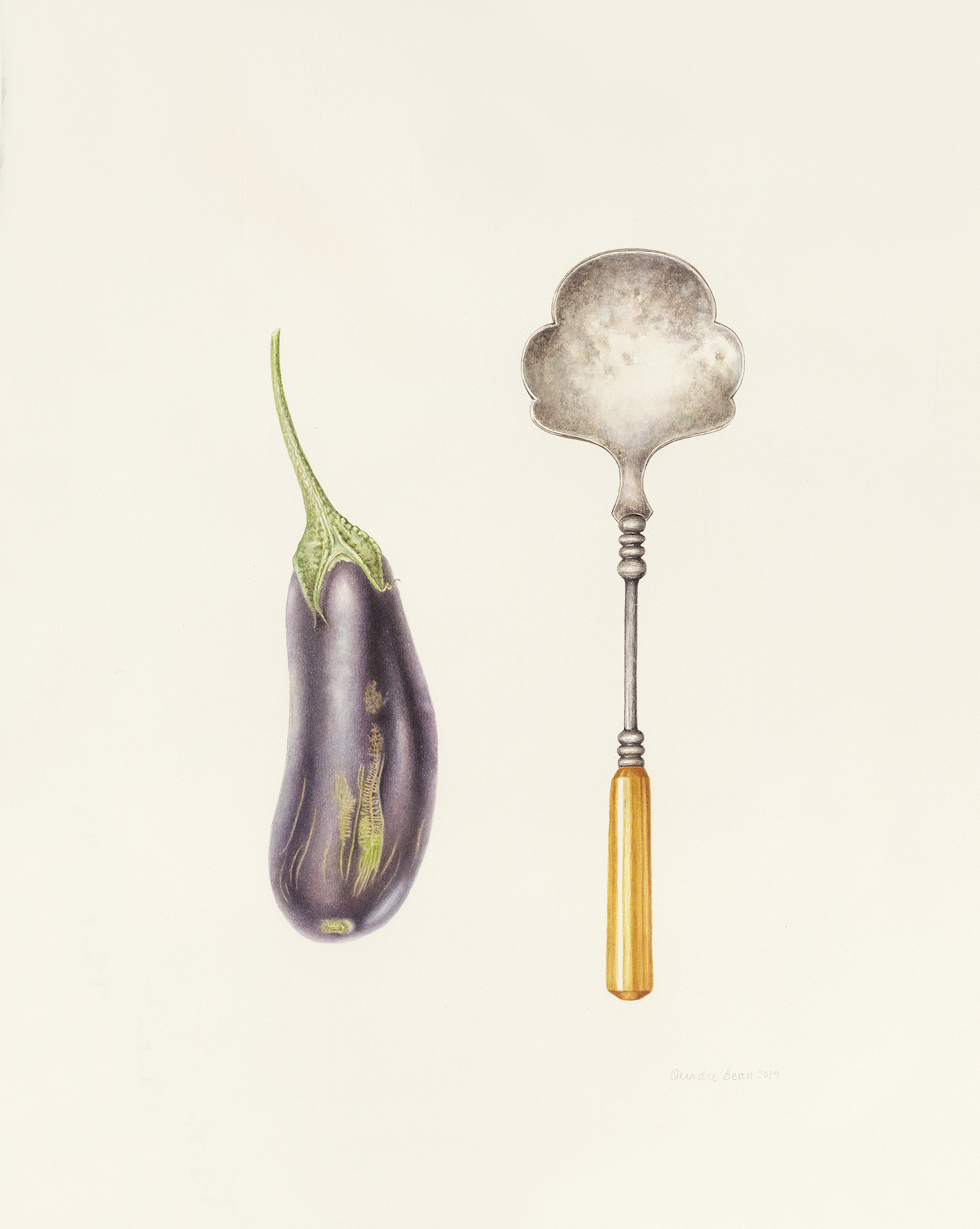 Eggplant and serving spoon