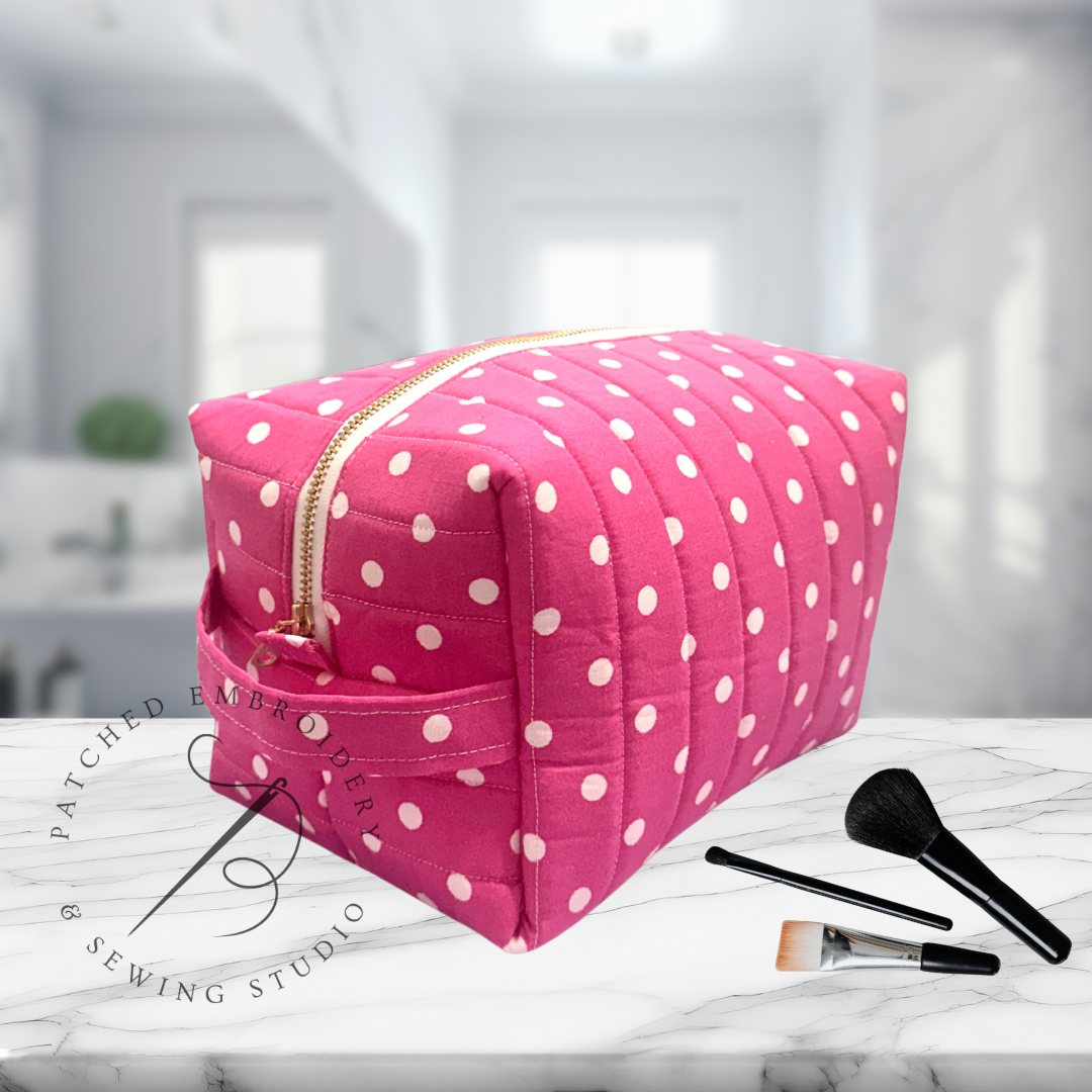 Quilted Polka Dot Makeup Bag