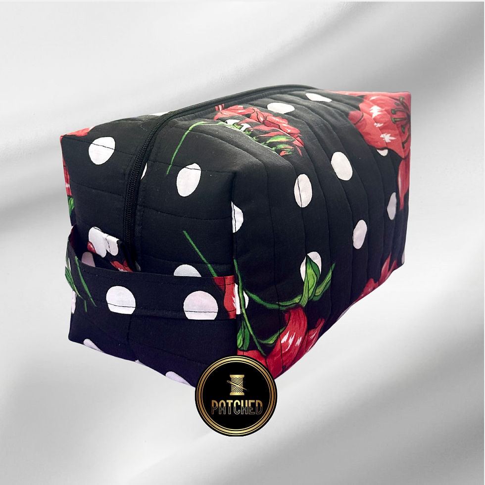 Quilted Floral Makeup Bag