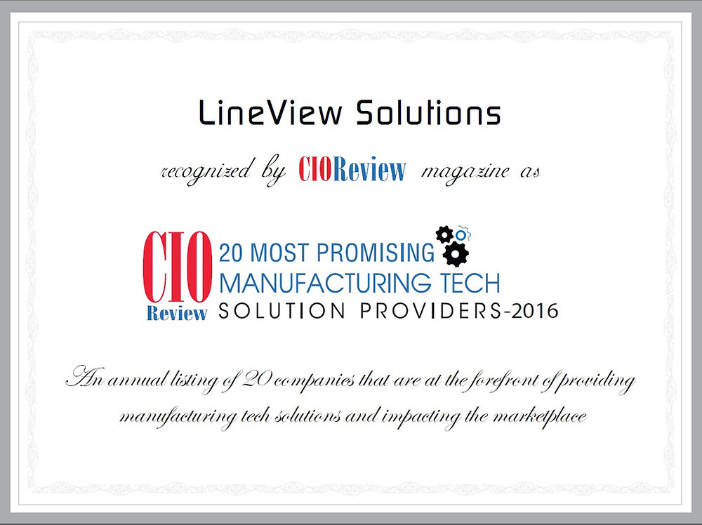 LineView confirmed on list of 20 Most Promising Manufacturing Tech ...