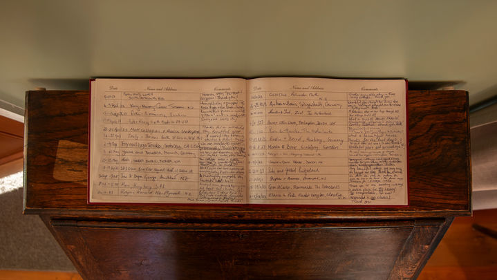 Open guest review book at St Leonards Vineyard Cottages boutique accommodation in Blenheim, New Zealand