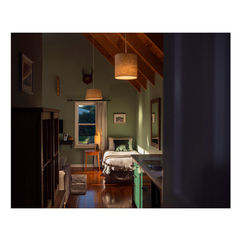 View to lounge and King Single bed in the Winemaker's Cottage at St Leonards Vineyard Cottage accommodation in Marlborough, New Zealand