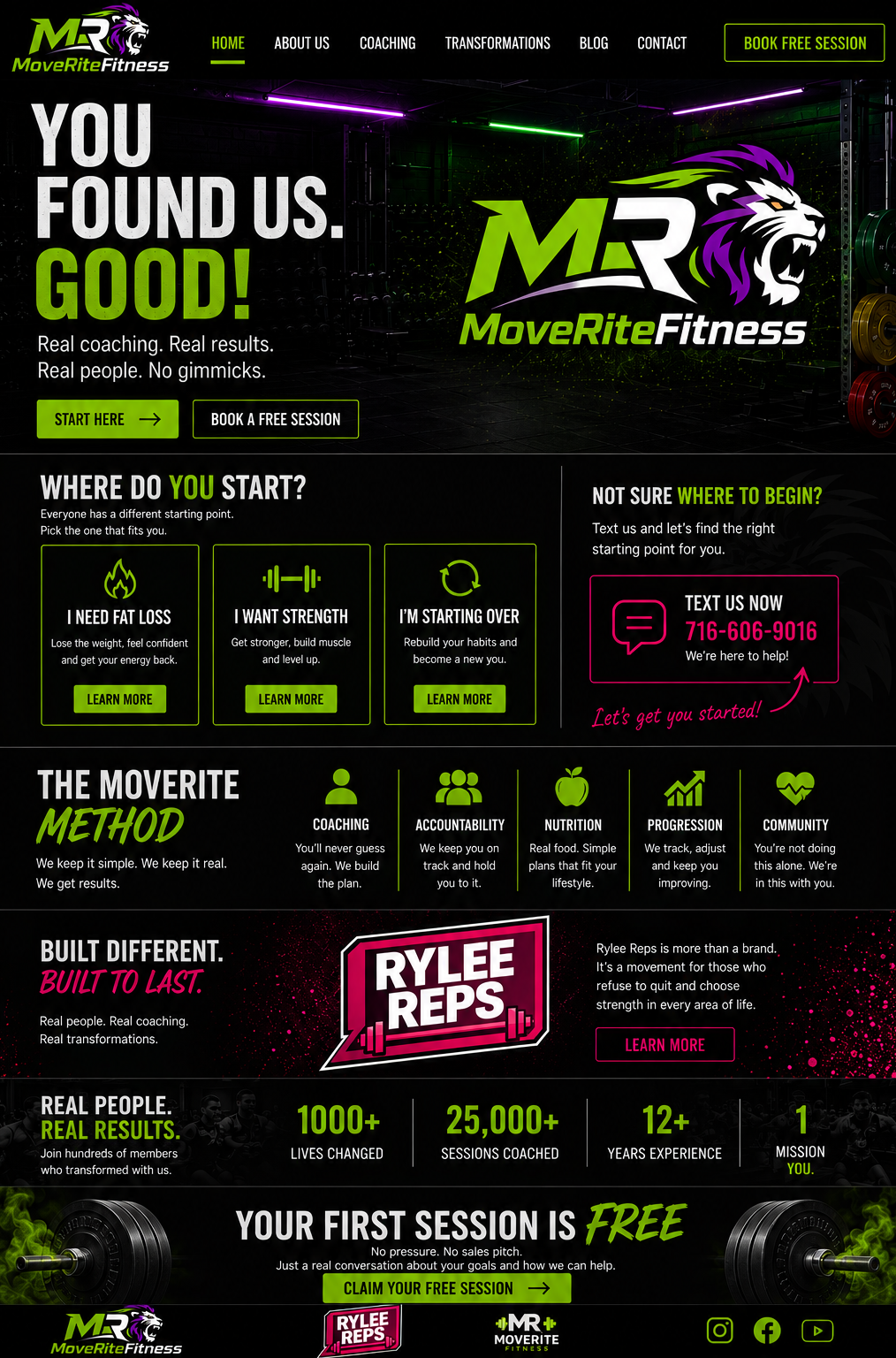 MoveRite Fitness personal training gym in North Tonawanda, NY offering one-on-one coaching, strength training, weight loss, muscle building, and 90-day transformation programs.