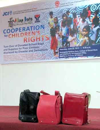 Bags on display during turnover