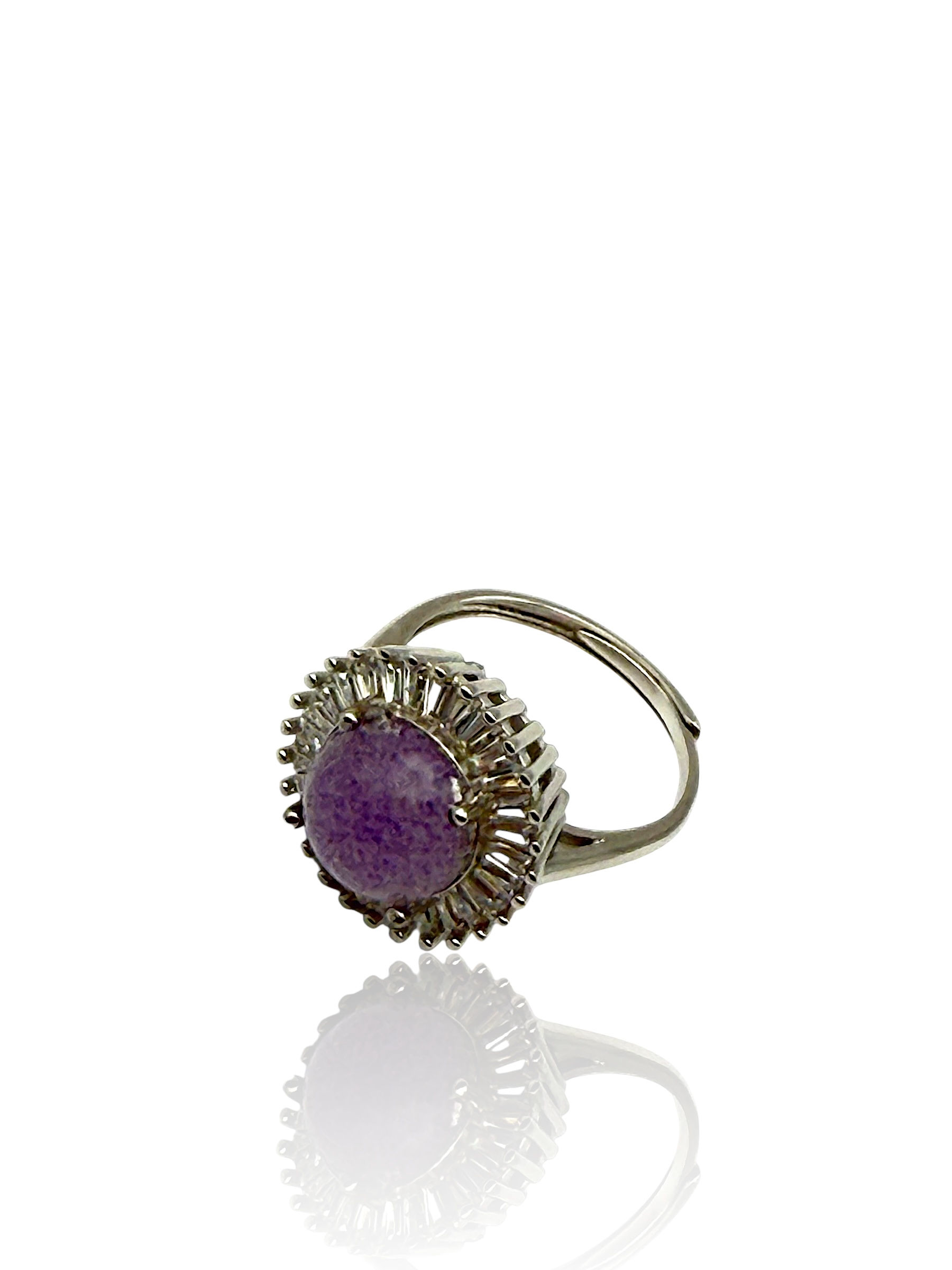 Amethyst Crystal Halo Adjustable Ring