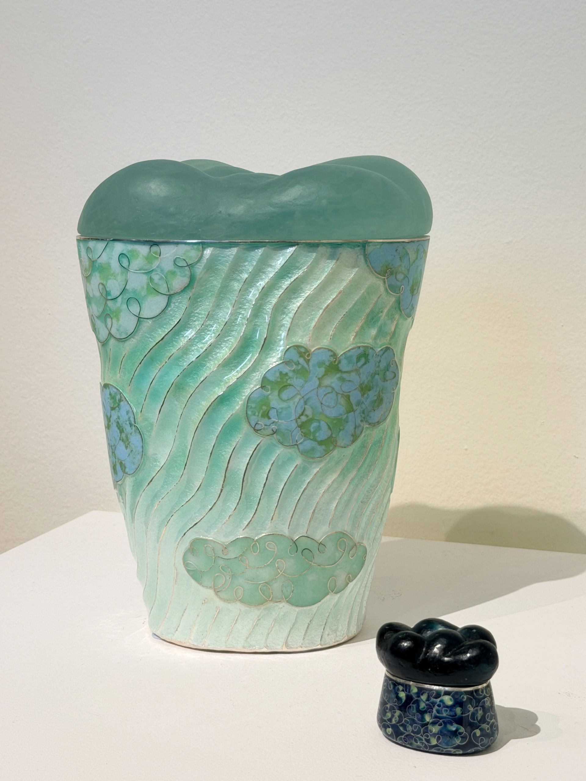 Aya Iwata cloisonné enamel vessel with pâte de verre lid at Collect Art Fair 2026 London, presented by BR Gallery