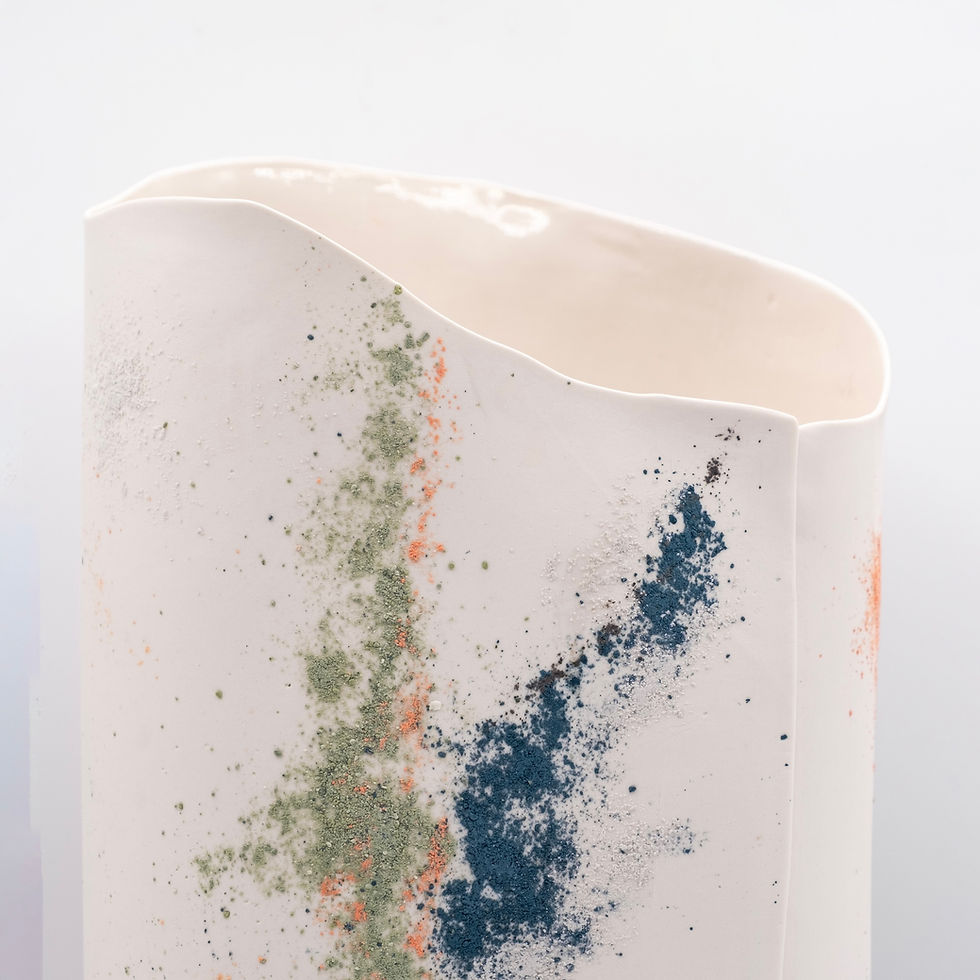 Macro detail of Alice Reina’s Lalaland n.13, showing the intricate color layers and tactile texture of the handcrafted design