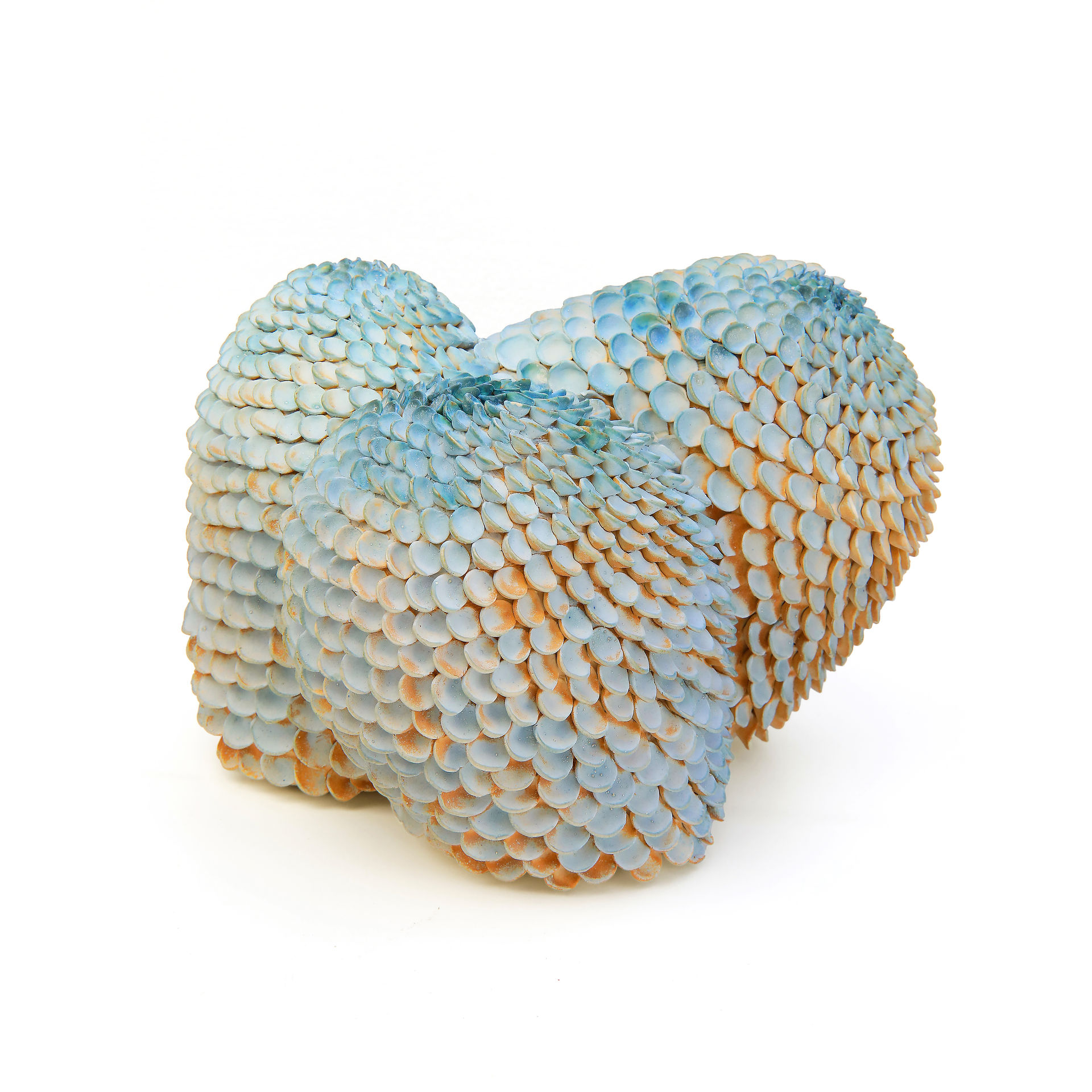 Incontri (2025), contemporary stoneware ceramic sculpture by Angelica Tulimiero featuring textured organic surfaces and layered glazes.