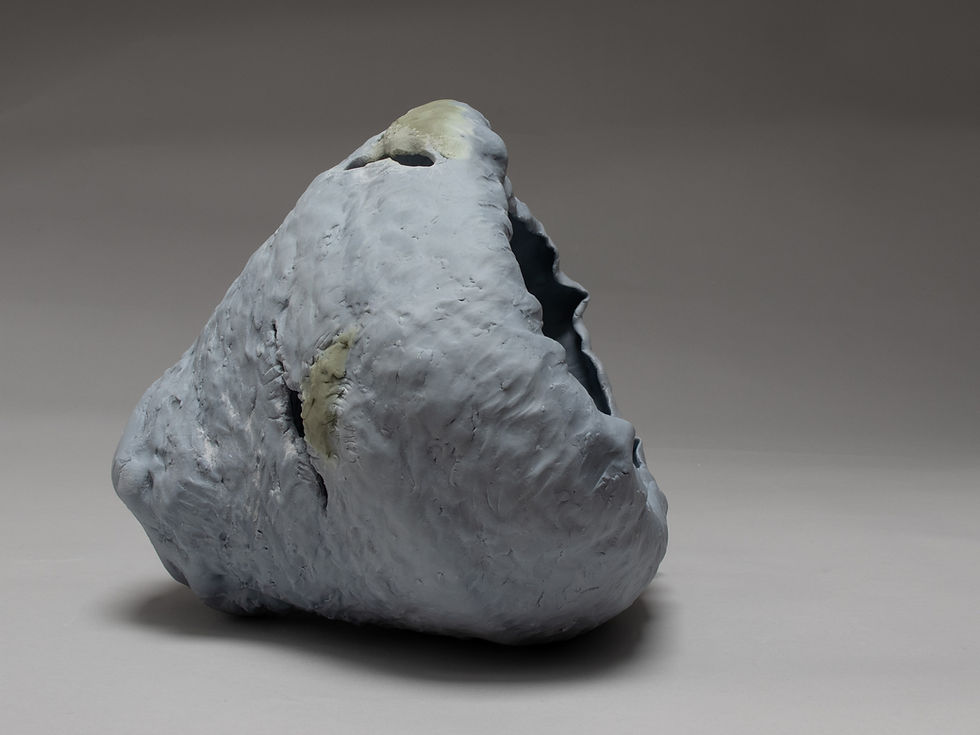 Thumbnail: Hand-shaped grey porcelain vessel sculpture by Etra Masi from the Harvest collection.