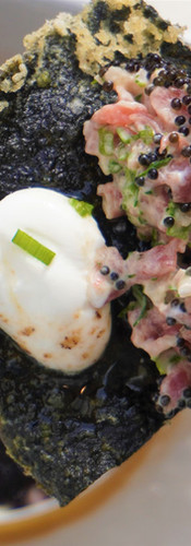 Steak tartar with Caviar of Tobiko restaurante mar y rosa chef josé mendin