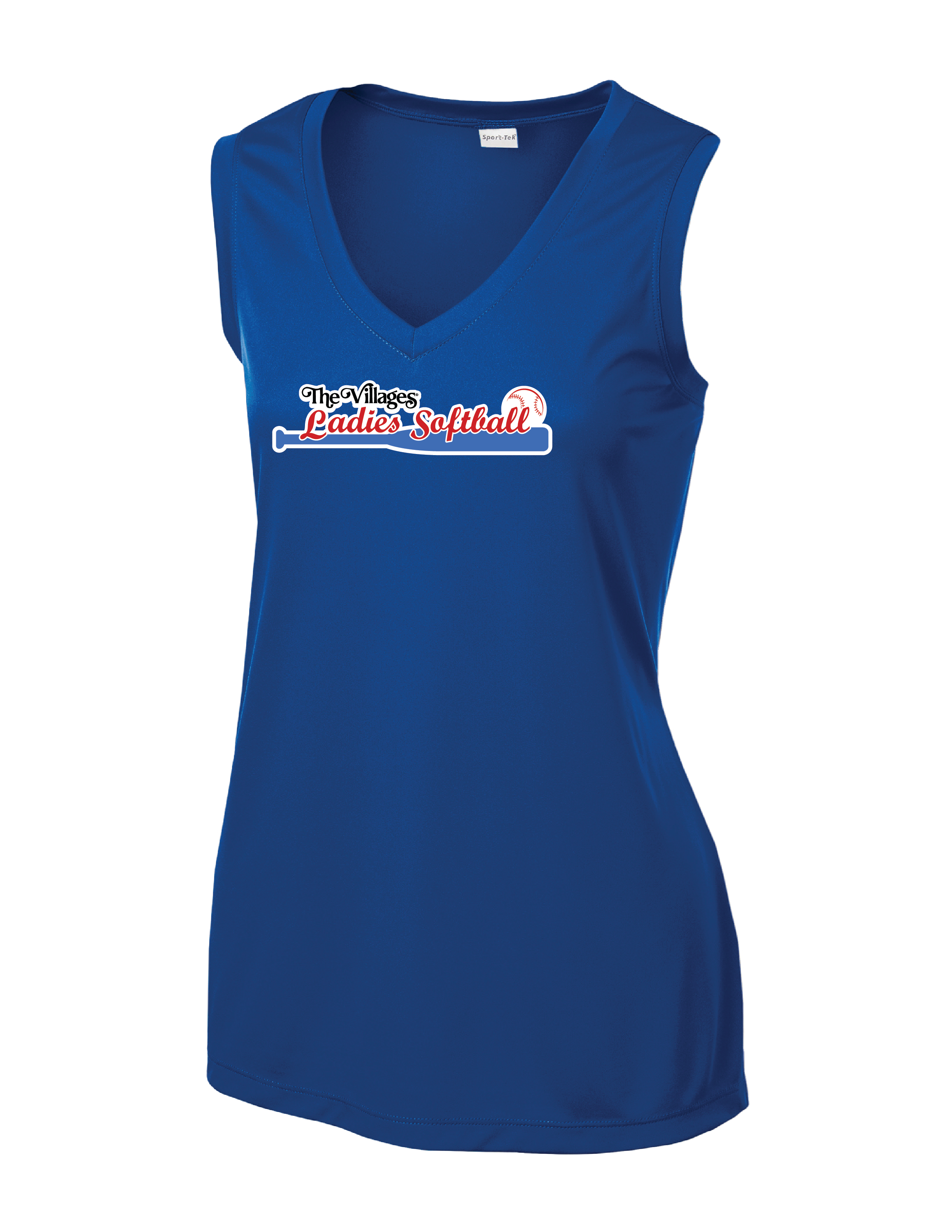 The Villages Ladies Softball V-Neck Sleeveless Tee
