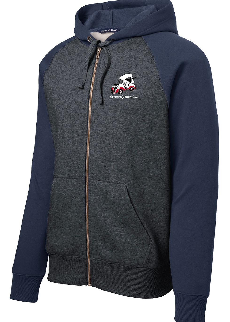 Thumbnail: Sport-Tek® Raglan Colorblock Full-Zip Hooded Fleece Jacket