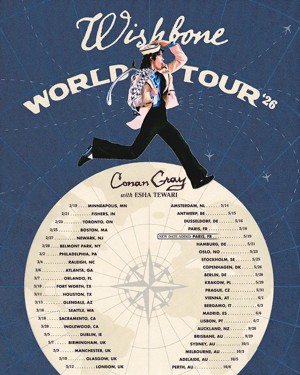 Tour poster for the wishbone tour listing out tour dates