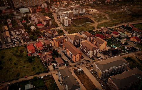 Bucharest drone city view during evening