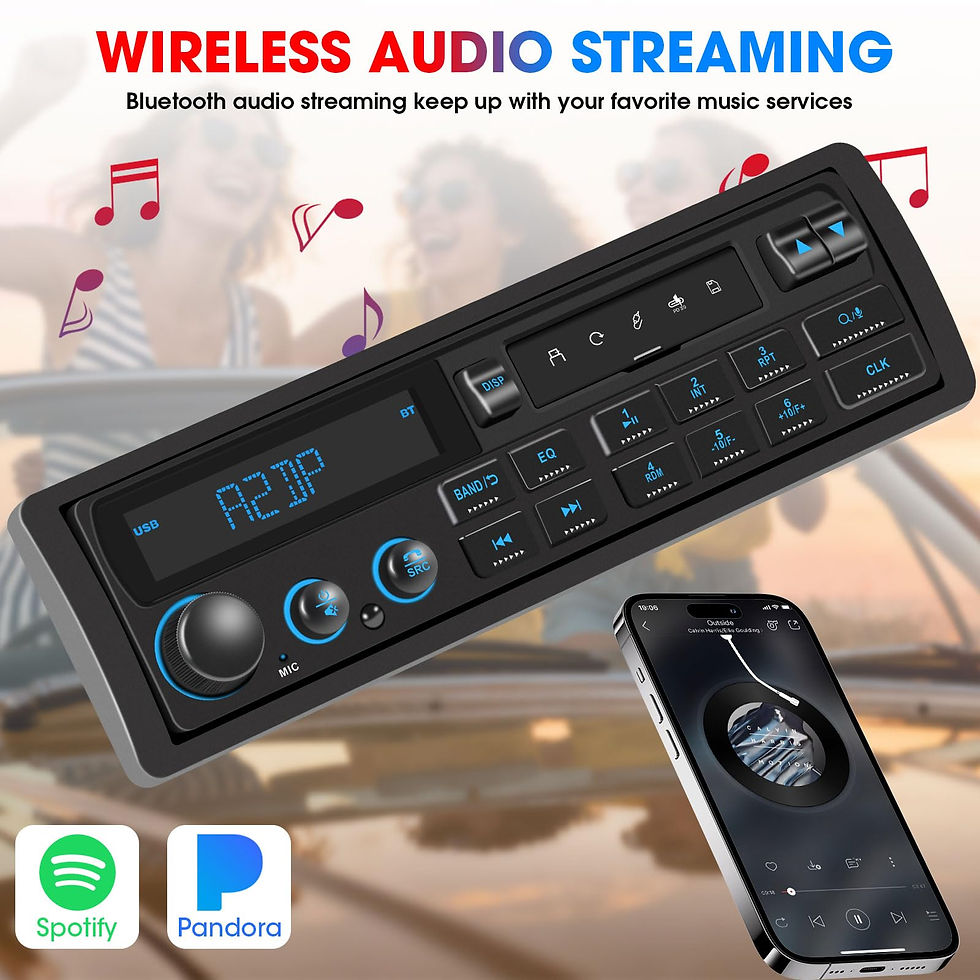 Thumbnail: DOVOX Single DIN Retro Car Stereo – Bluetooth AM/FM USB AUX 4-CH Subwoofer
