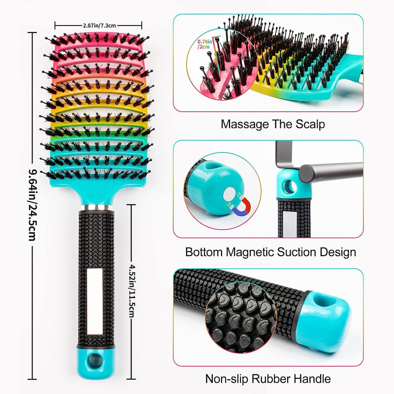 Miniatura: Curved Vented Detangling Hair Brush – Scalp Massage Styling Tool 💇‍♀️✨