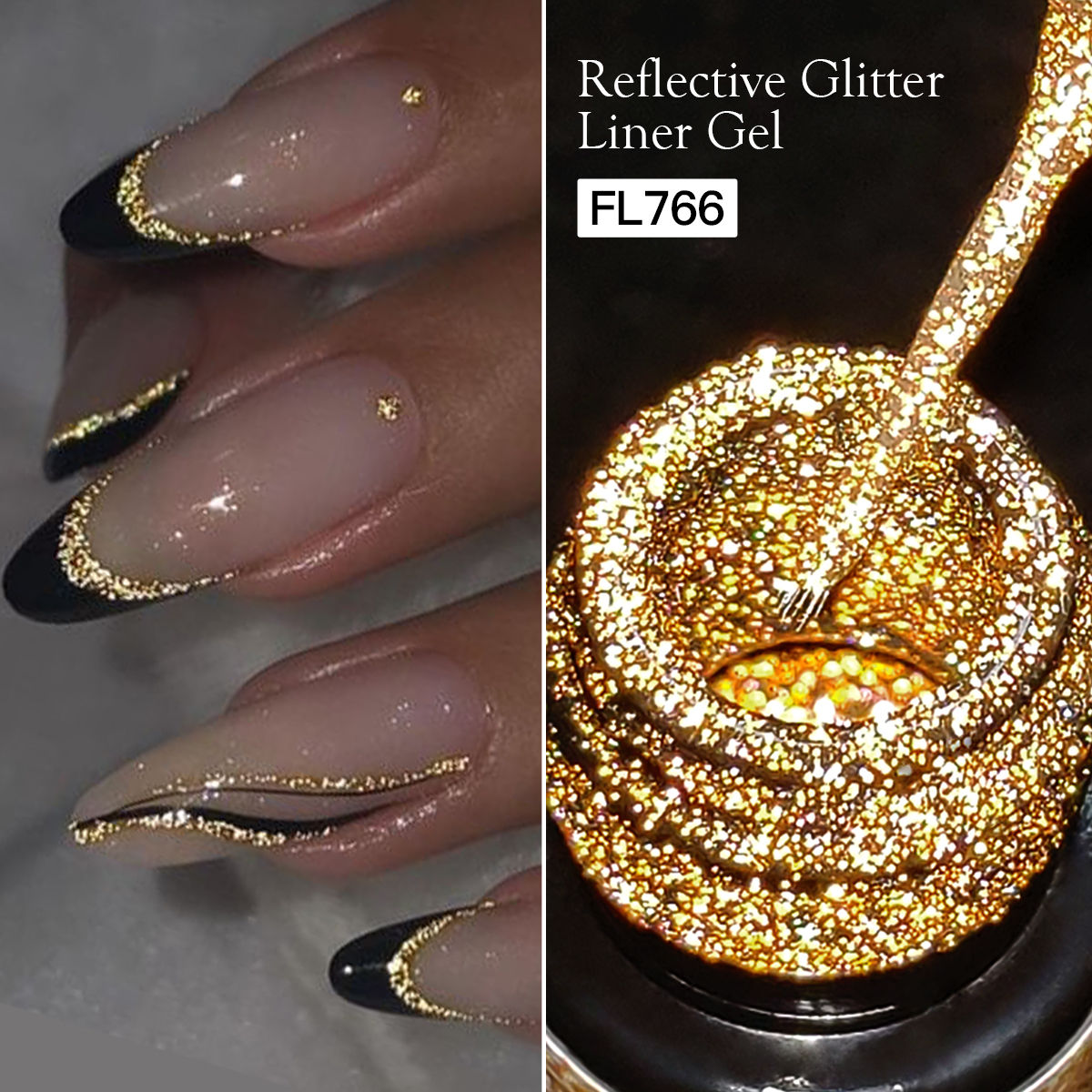 Reflective Glitter Liner Gel Polish – Precision Nail Art Brush Paint
