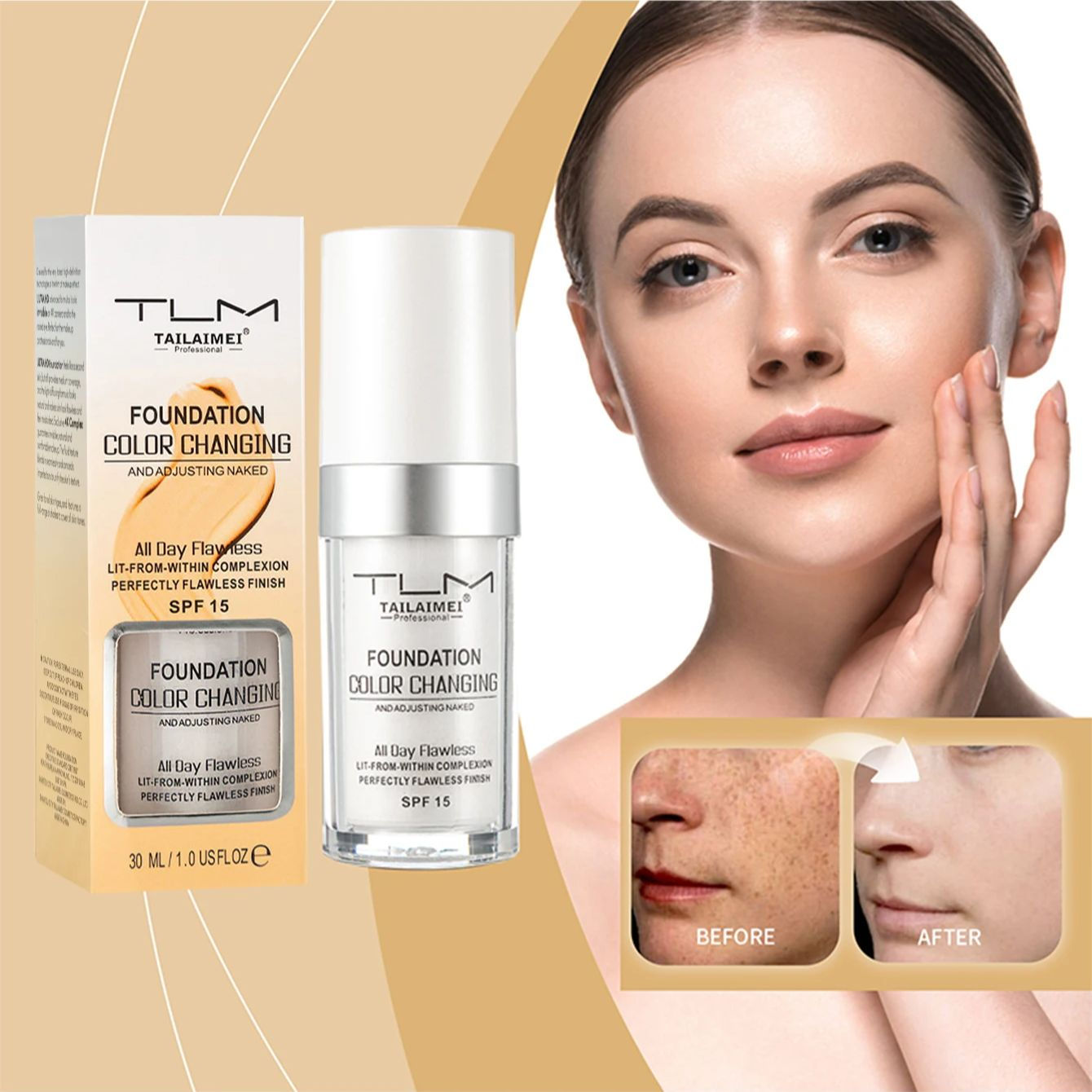 TLM Colour Changing Liquid Foundation SPF 15 – Oil Control Base