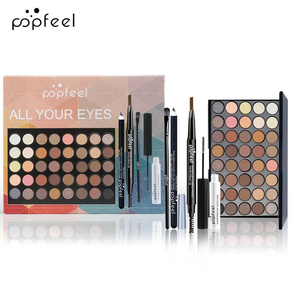POPFEEL Complete Eye Makeup Set – Palette, Eyeliner, Mascara & Brow Pencil