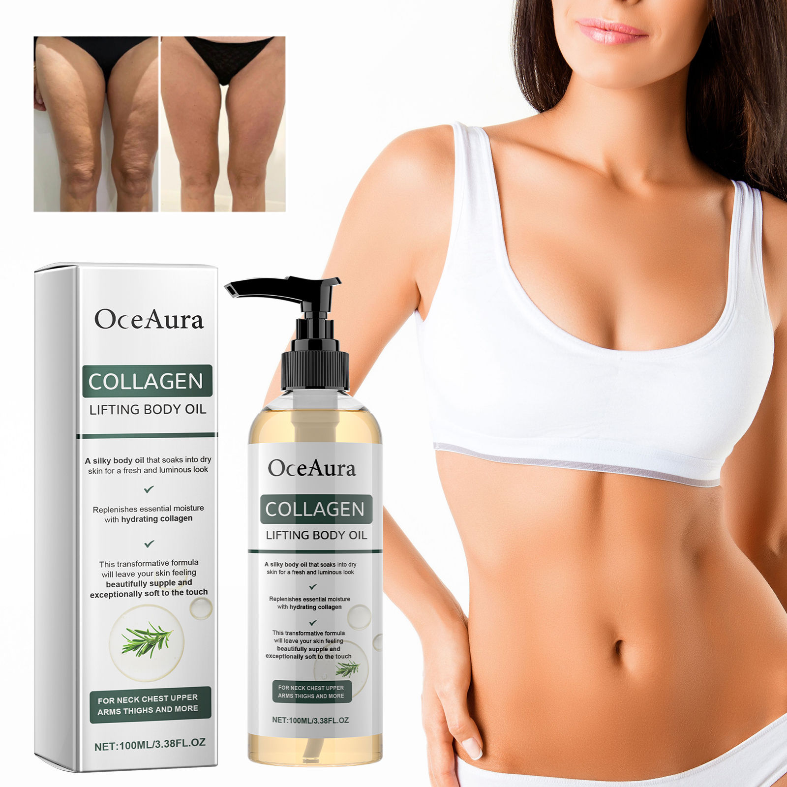 OceAura Collagen Lifting Body Oil 100ml – Deep Hydration & Firming Treatment ✨🧴