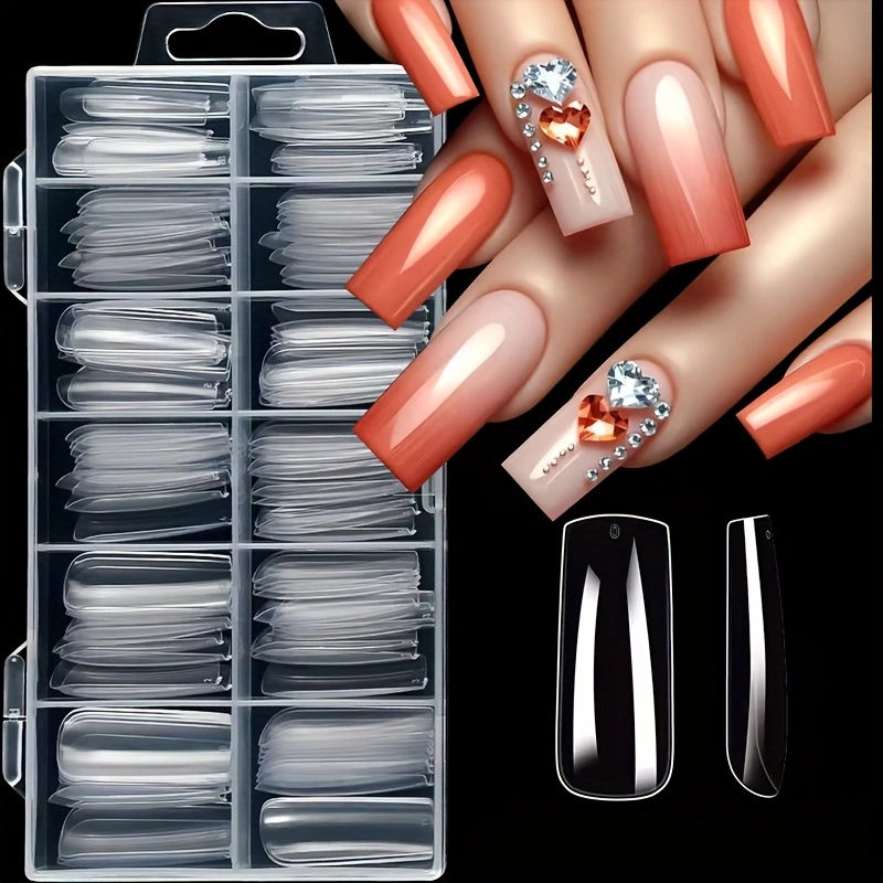 Miniatura: 120 Pcs Transparent Full-Cover Nail Tips – 12 Sizes Acrylic Extension Box 💅✨